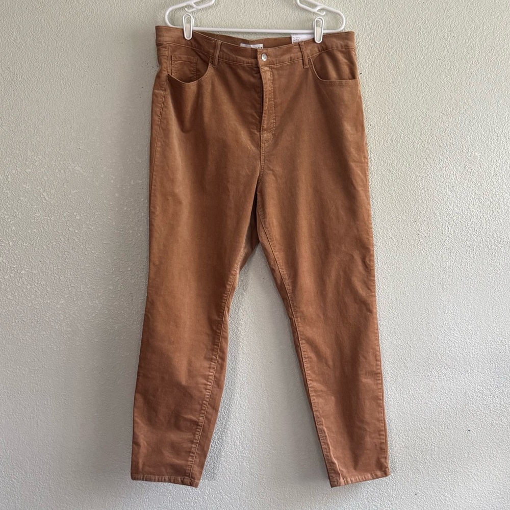 LOFT Pants Size 34 Corduroy High Rise The Skinny Brown Retro